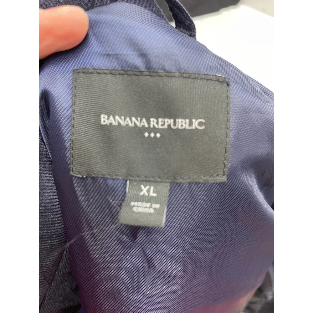 Banana Republic Mens XL Navy Blue Quilted Shirt Jacket Puffer Snap Front Coat